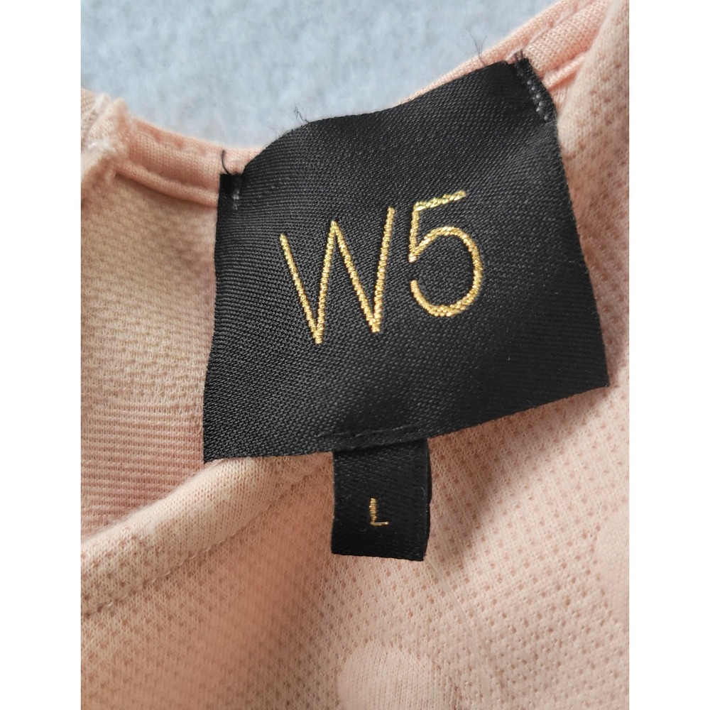 W5 Color Pink  textured dot Neck‎ Ball 3/4 sleeve top Size L NWT - Picture 5 of 8